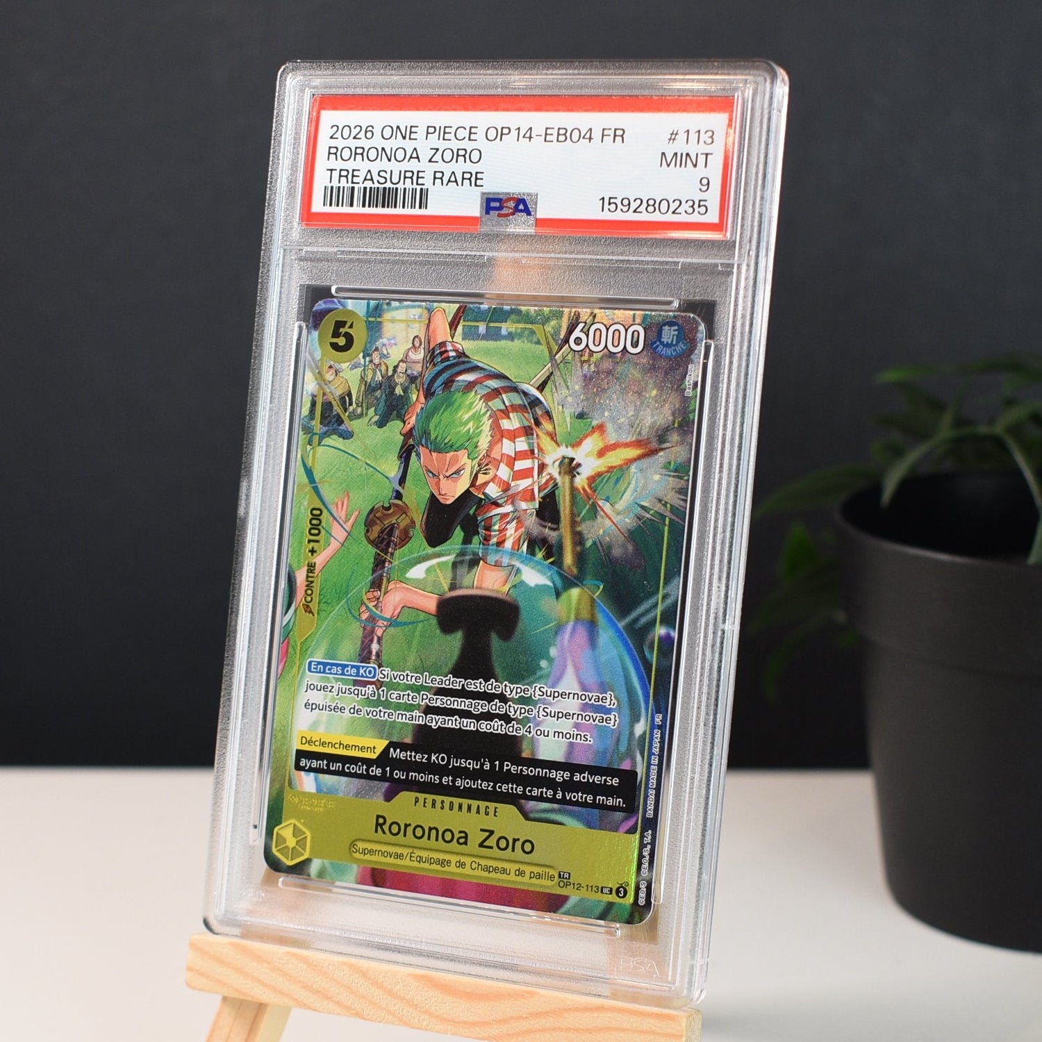 Roronoa Zoro OP12-113 French Treasure Rare OP14 - PSA 9